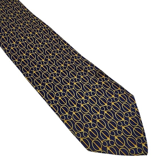 Gucci Interlocking Horsebit Circles Silk Tie 3.75" - Picture 1 of 4